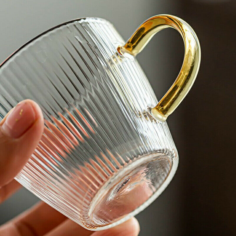 Milk Glass Tea Cup Transparent Wine Glass Vertical Pattern Cup Drinking C.l8