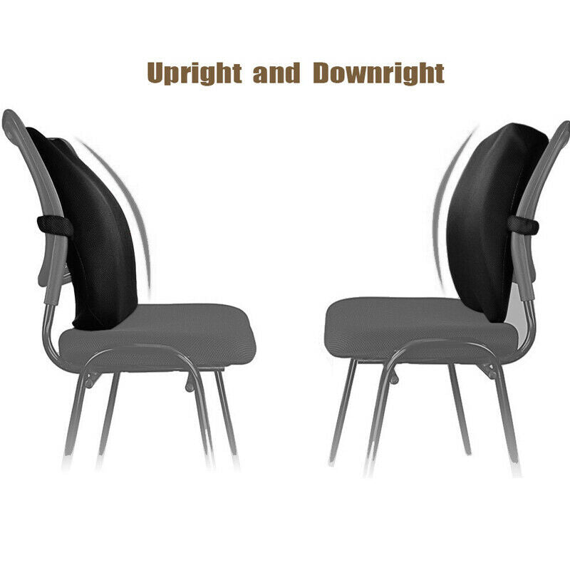 1x Soft Memory Foam Seat Chair Lumbar Back Support Cushion Office Home Car Black