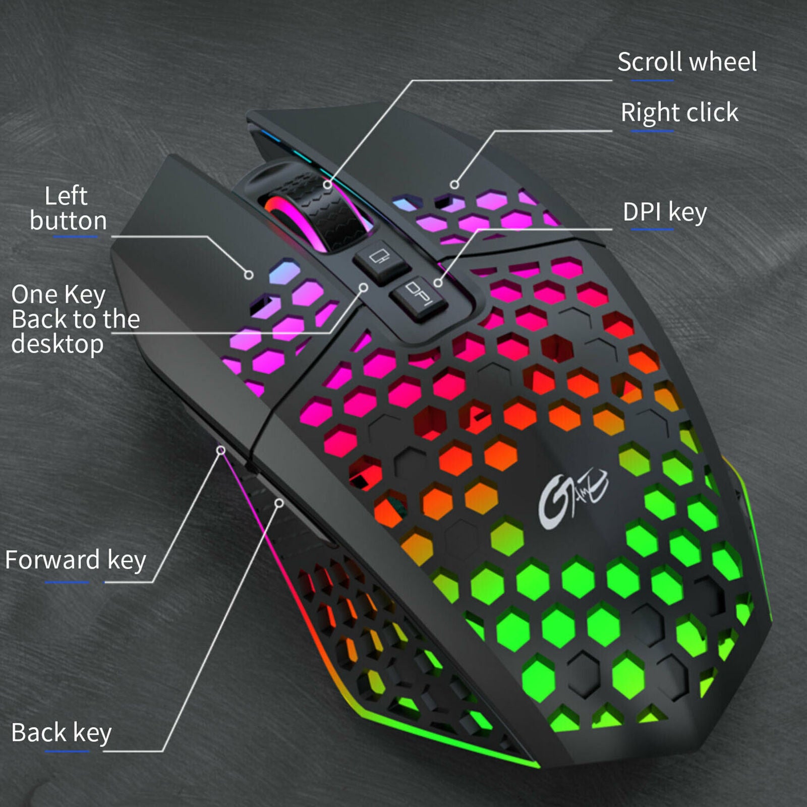 Wireless USB Gaming Mouse LED Backlit Optical Mice Rechargeable for PC Laptop