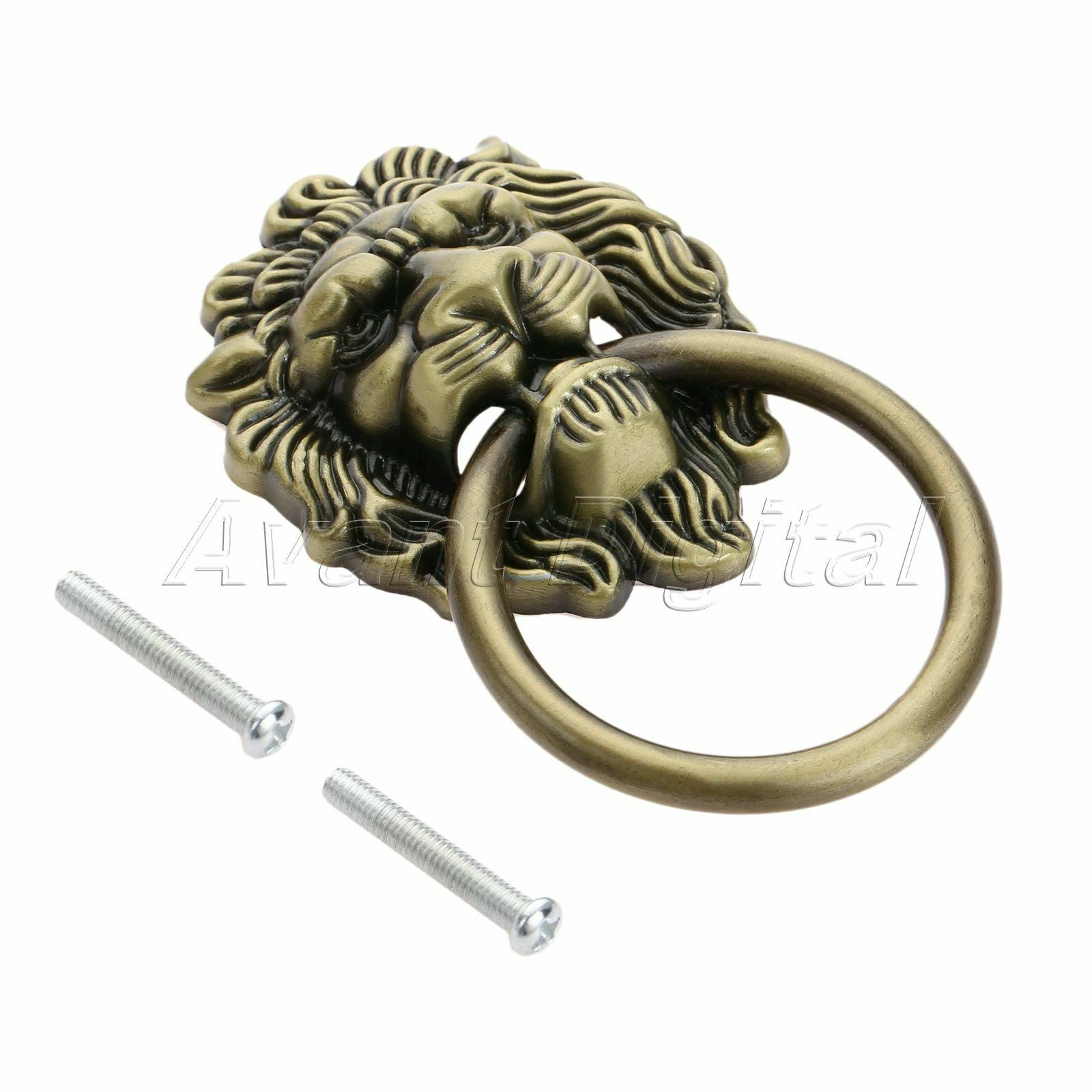 Classic Lion Head Furniture Cabinet Knobs Ring Closet Drawer Door Pull Handle