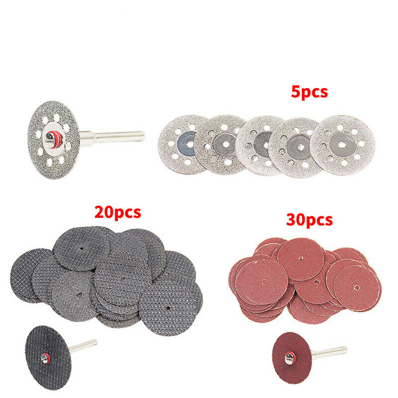 60Pc Rotary Mini Diamond Cutting Wheel 32MM Disc Sandpaper Grinding Tool Blades