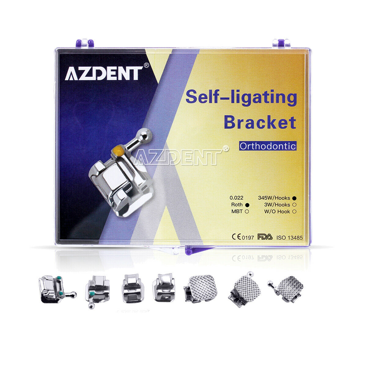 Dental Orthodontic Self-Ligating Brackets Braces MIM Roth 022 Hook 345 AZDENT