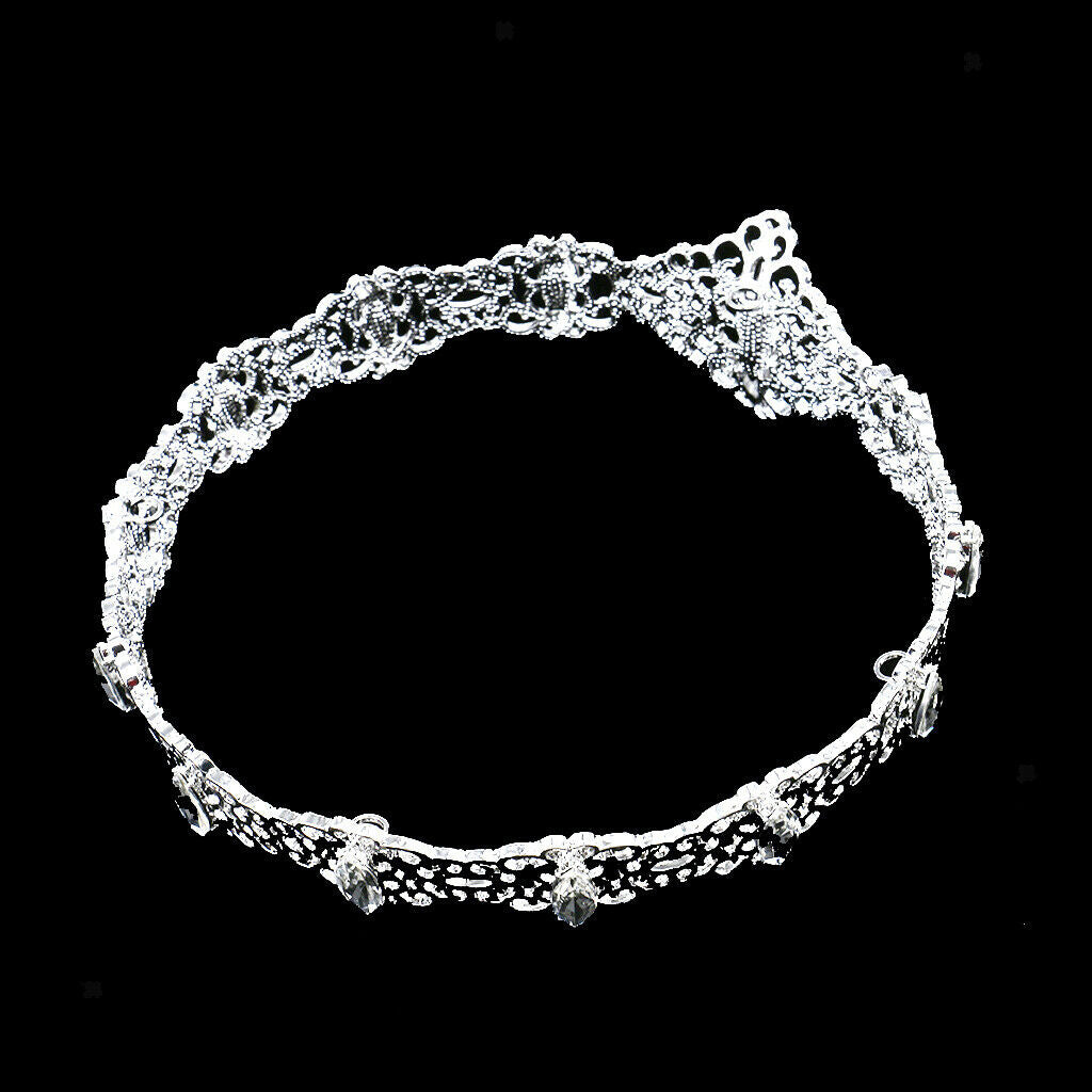 Hollow Flower Rhinestone Bridal Headband Pageant Princess Crown Headband