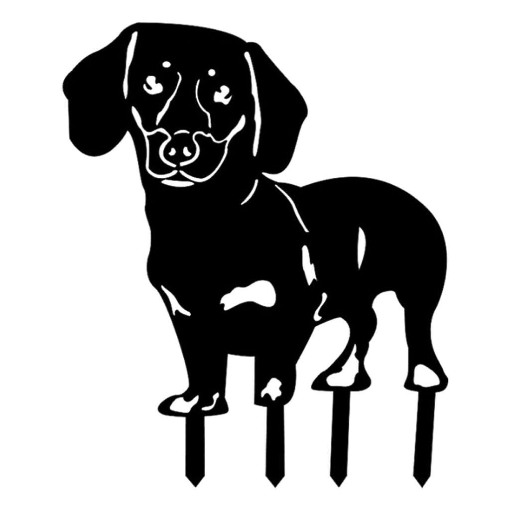Metal Iron Animal Silhouette Dog Statue Plug-in for Gardening Lovers Outdoor