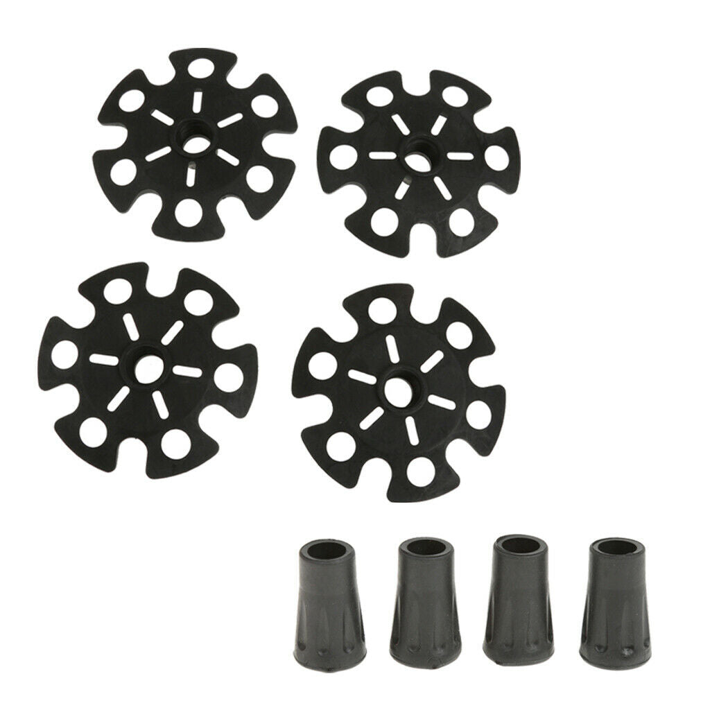 4pcs Rubber Snow Basket + Trekking Poles  Walking Stick Tips