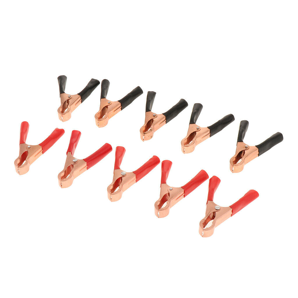 10X Red&Black Car Battery Test Lead Clips Crocodile Alligator Clamps -50A