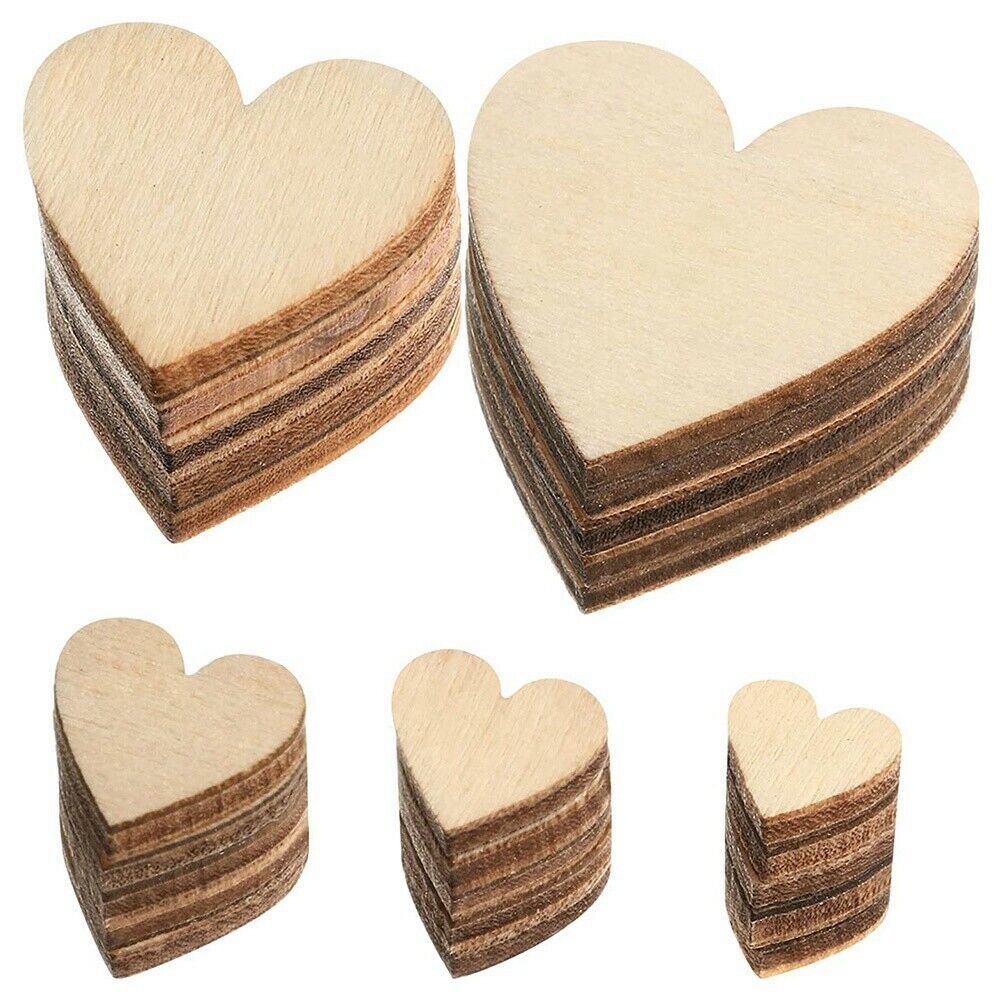100 Pieces Unfinished Wooden Heart Slices Blank Wood Slices for Christmas, WL5B4