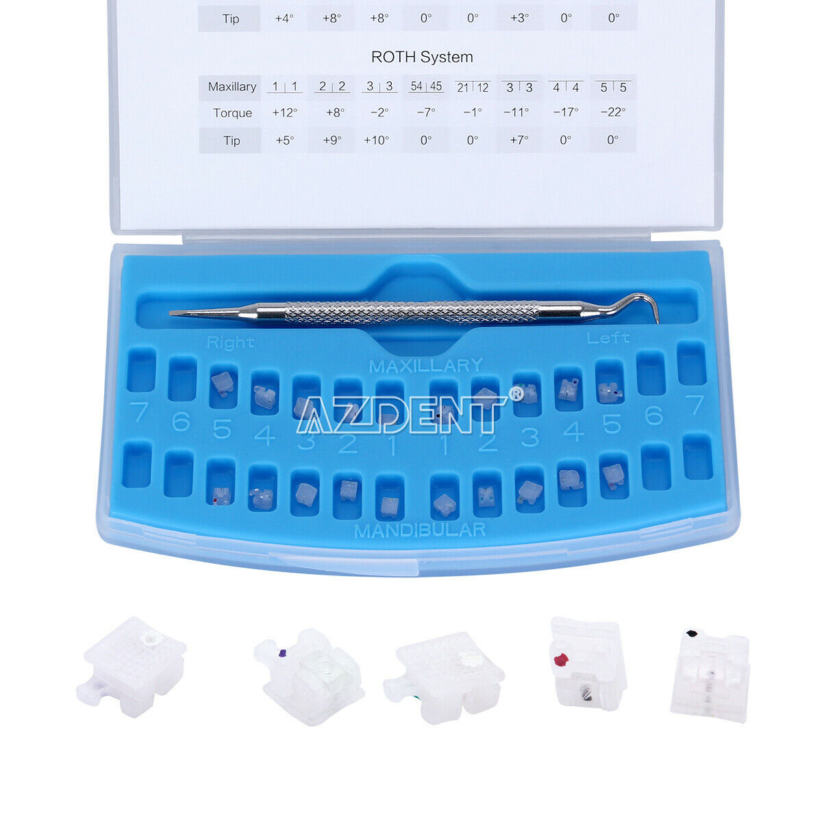 2 Kit Dental Orthodontic Ceramic Self-Ligating Brackets Braces MBT 022 Hooks 345