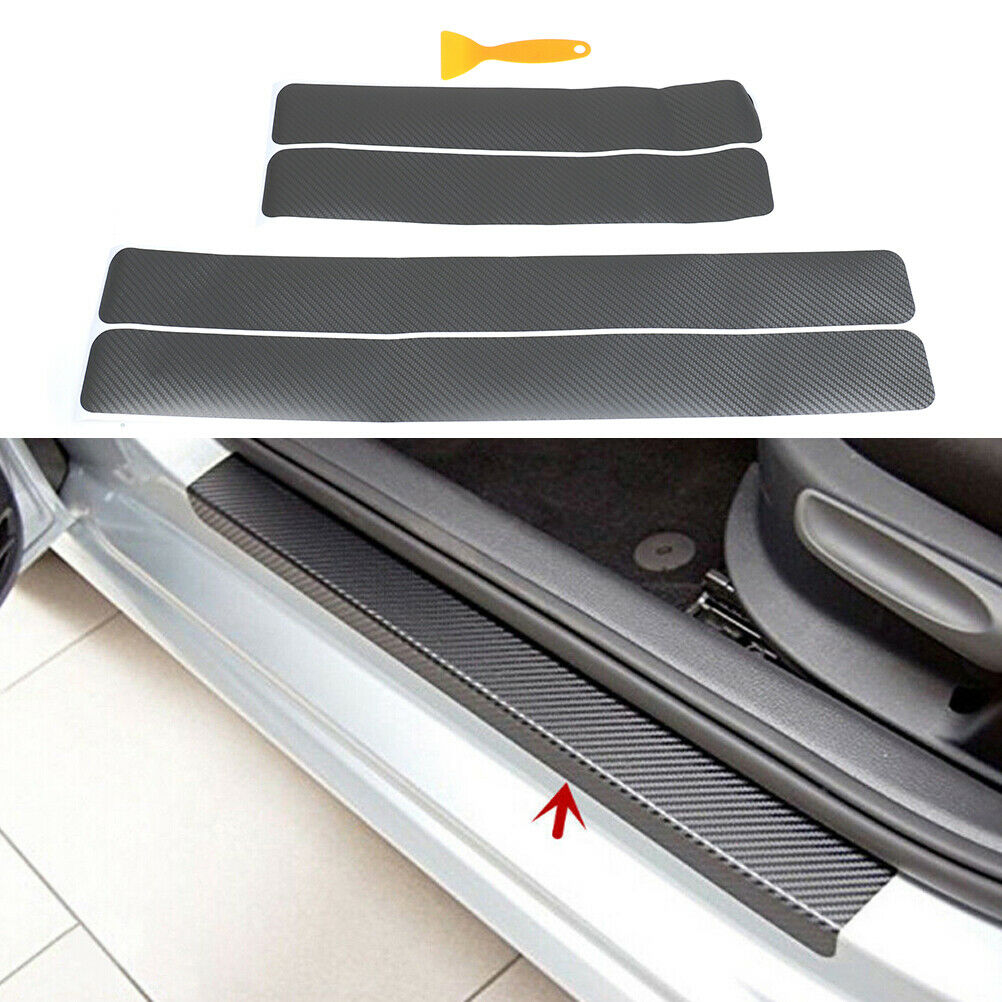 4Pcs Gray color car door sill scuff  pedal protect carbon fiber st.l8