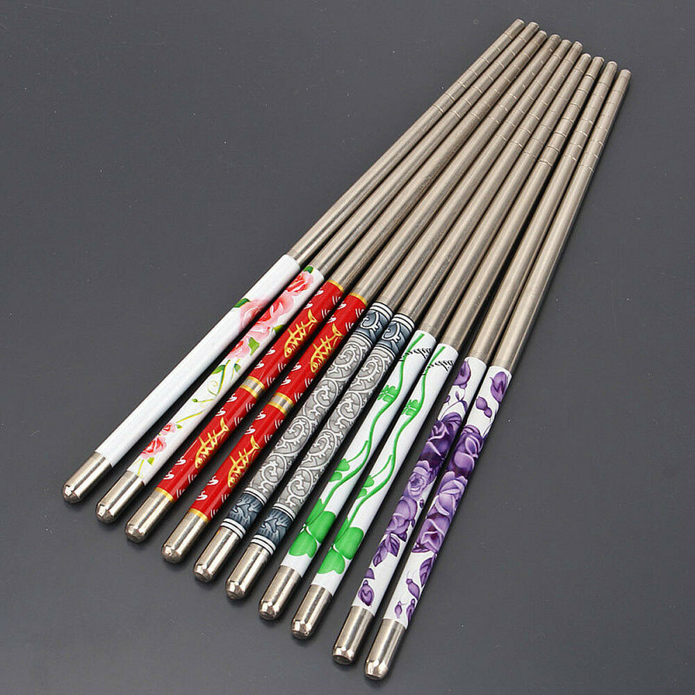 5Pair Home Stainless Steel Chopsticks Chop Sticks NEW YEAR Gifts Assorted Set US