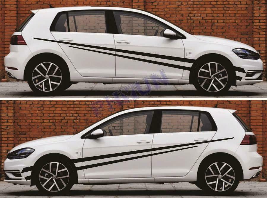 2 Pcs Car Body Stickers Matt Black Streamline Style 94.5'' x 8.7'' Universal