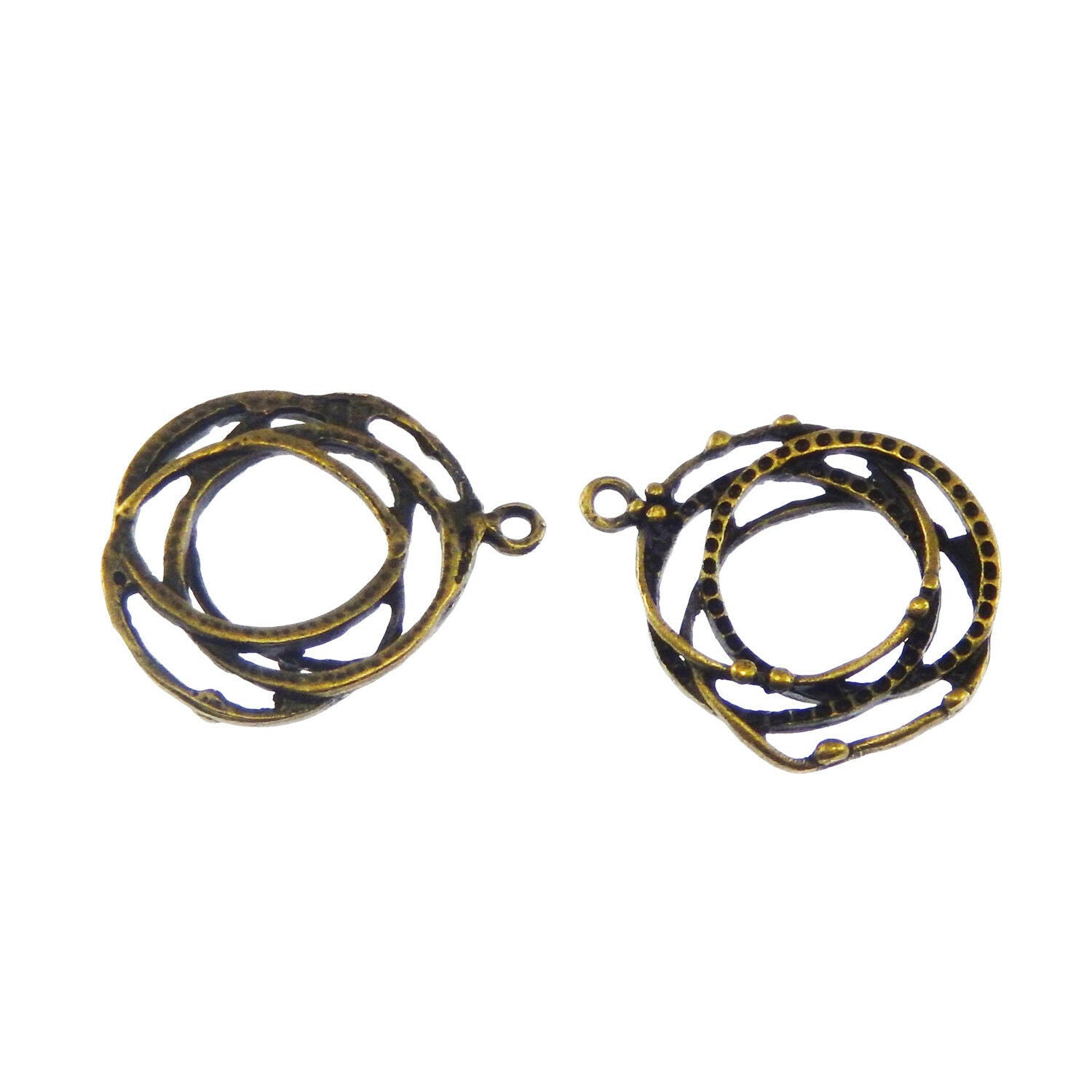 20 pcs Retro Bronze Intertwined Charm Pendant Earring Dangle DIY Making 30*22mm