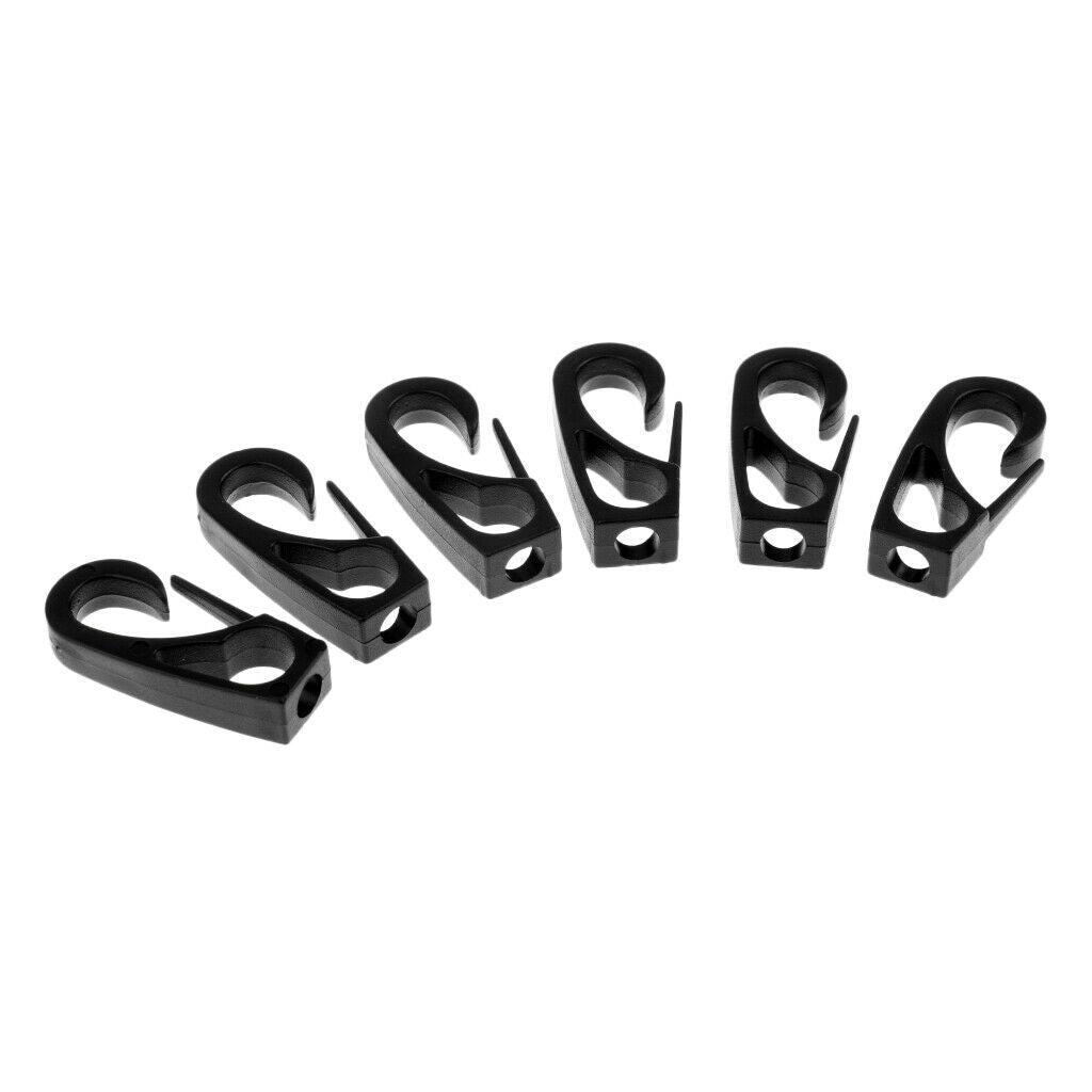 6 Pieces Black Nylon Kayak Canoe Boat 6mm Bungee Rope Fishing Rod Leash Ends