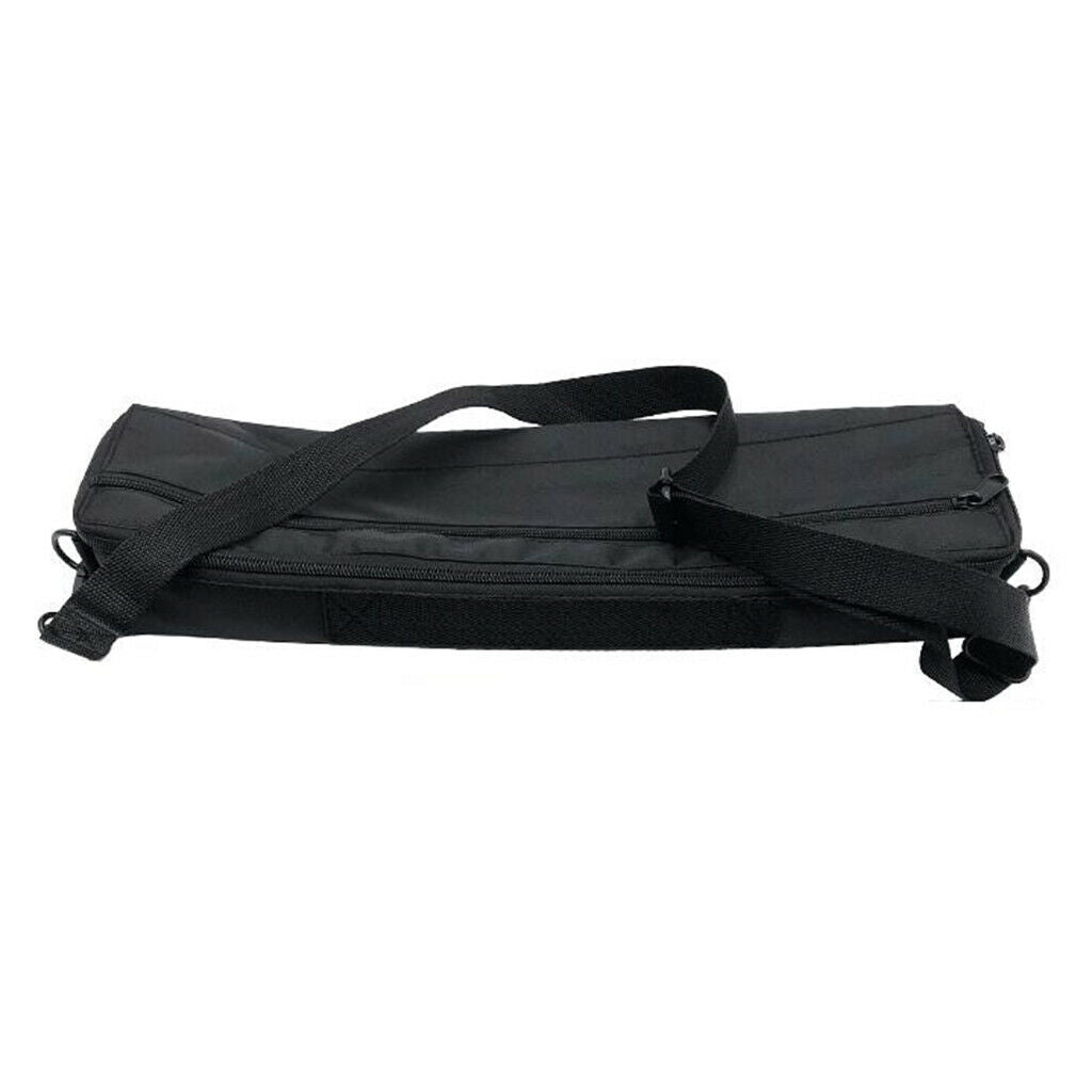 Portable Durable 17 Holes Flute Storage Bag Black Canvas w/ Shoulder Strap