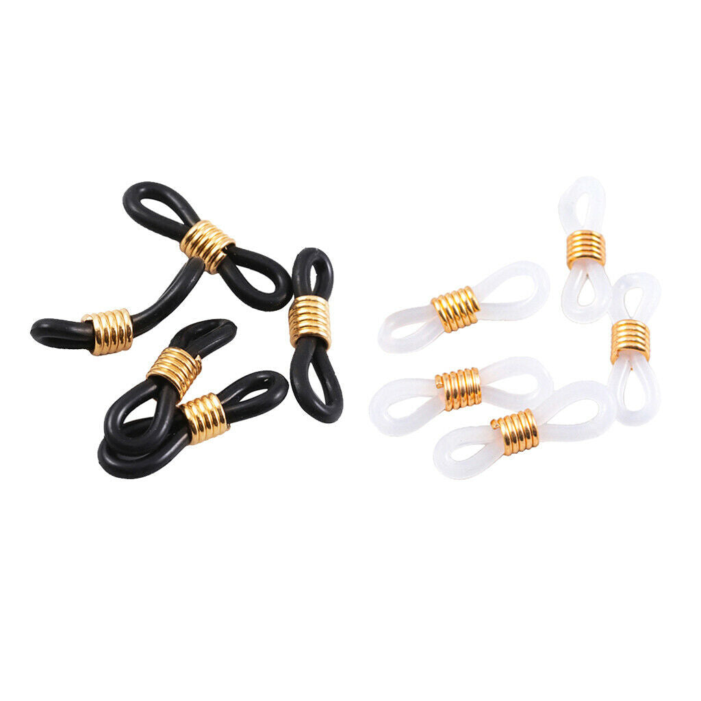 100Pc Rubber Connectors Ends Eyeglass Glasses Holder Repair Chain Cord Loop Ends