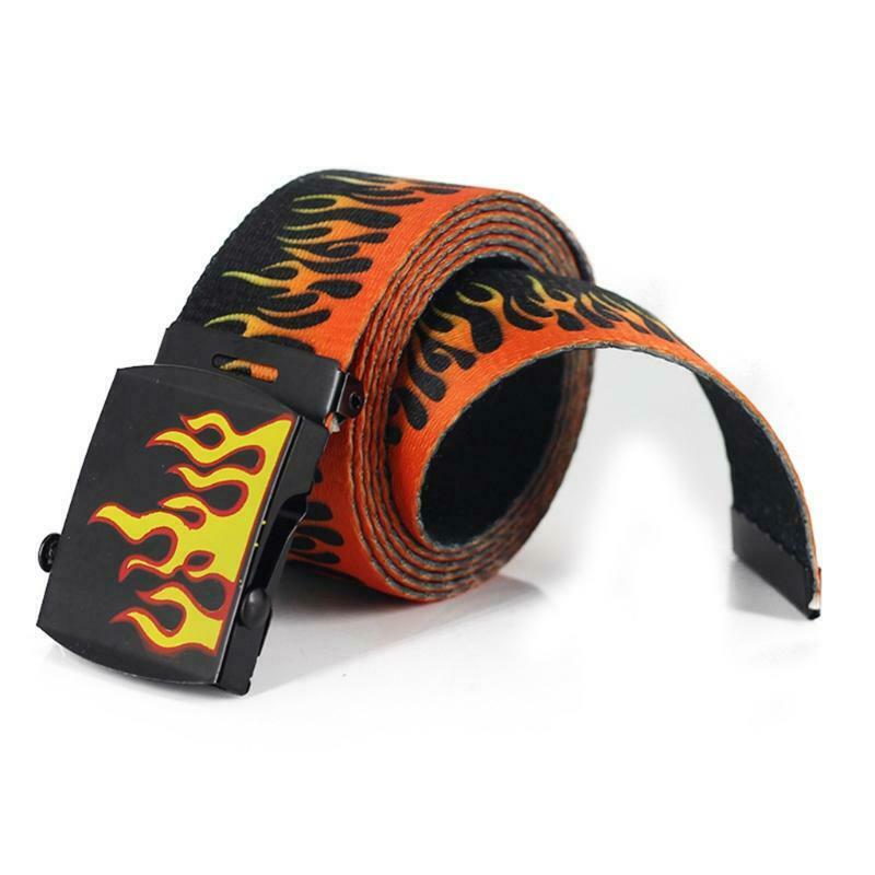 Korean Style Unisex Flame Grain Waistband 130cm Length Adjustable Canvas Belt