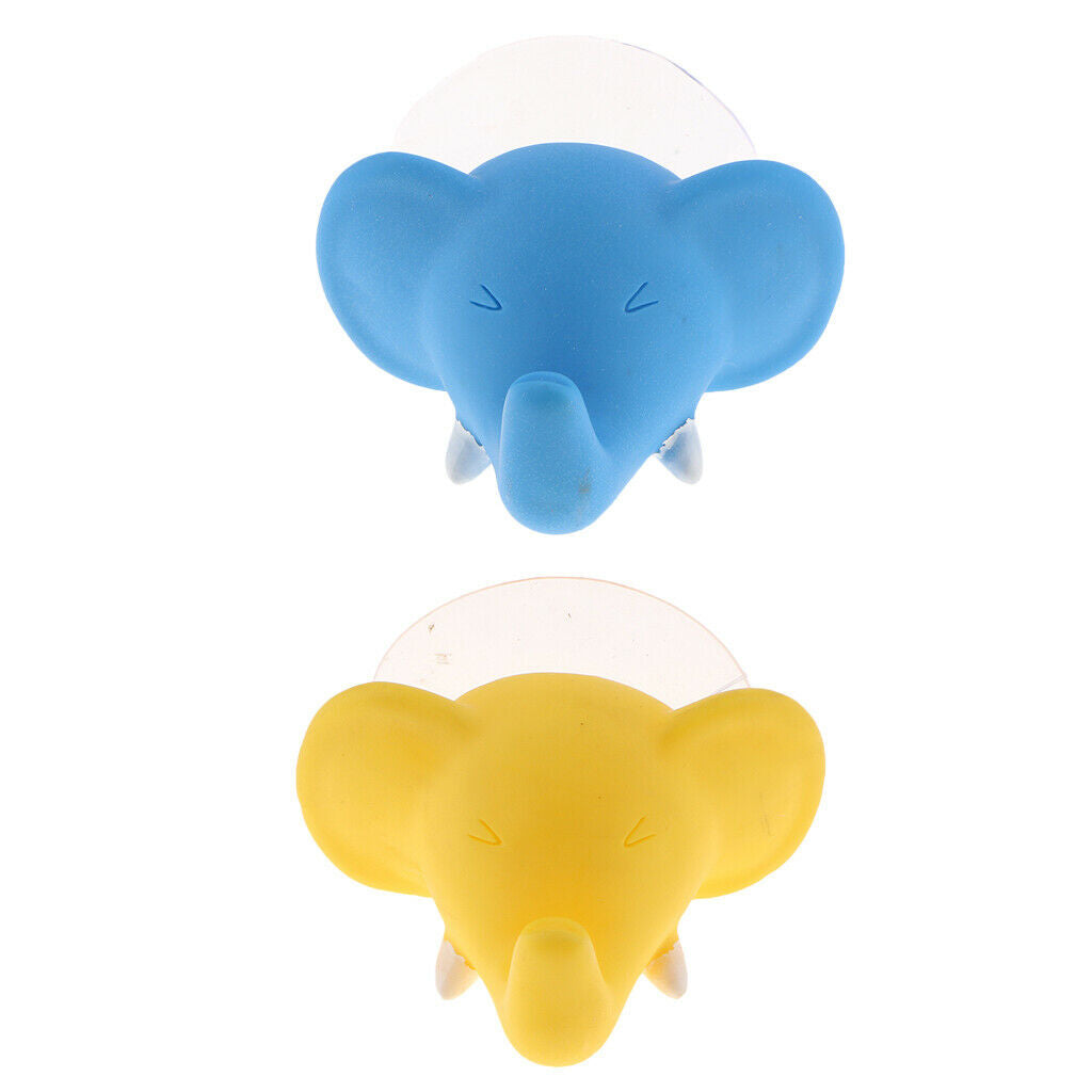 2pcs Creative Elephant Head Cartoon Bathroom Wall Sucker Hooks Nail Hook For