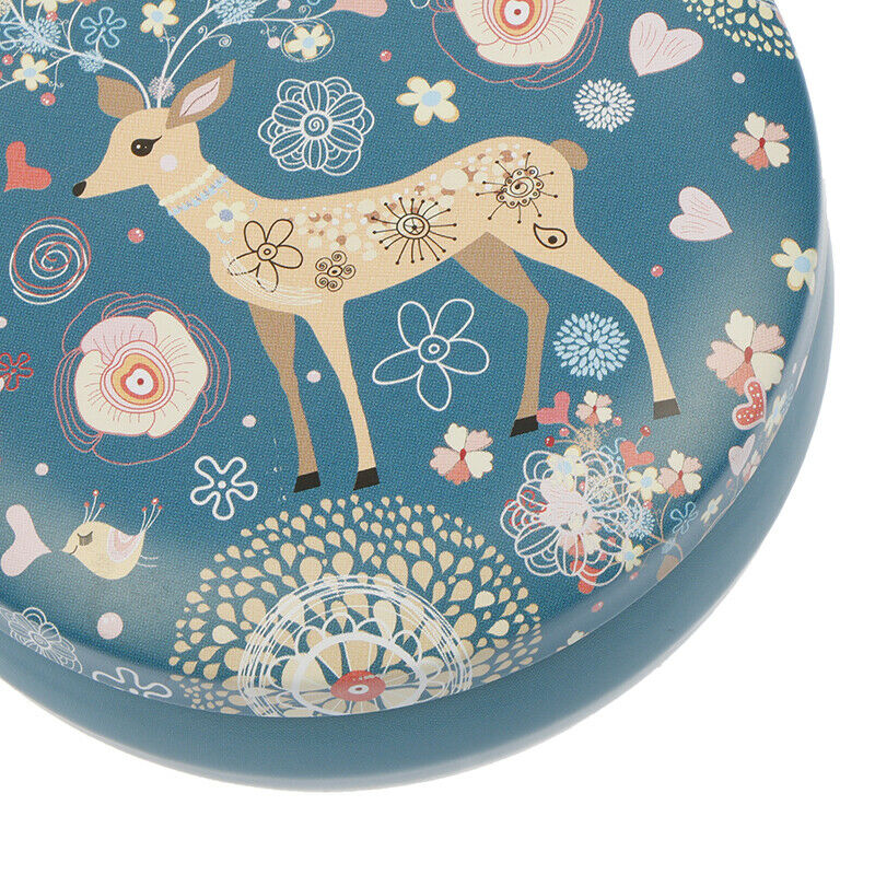 Creative Small Round Tinplate Box Retro Deer Pattern Jewelry Tin Can Cand.l8
