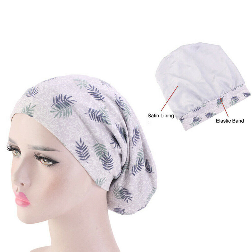 Women Double Hat Hair Loss   Satin Turquoise Nightcap