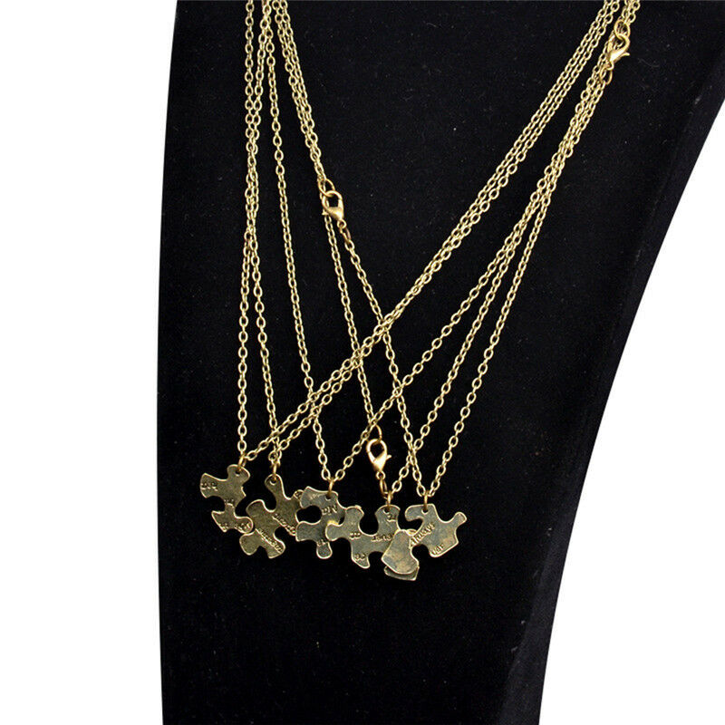 5PCS/1Set Interlocking Jigsaw Puzzle Pendant Necklace Best Friends Friend.l8