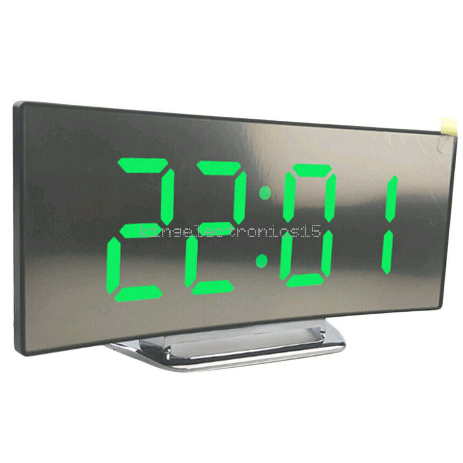 Night Light Alarm Clock Digital LED Green Display Battery Operated Mirror NEW