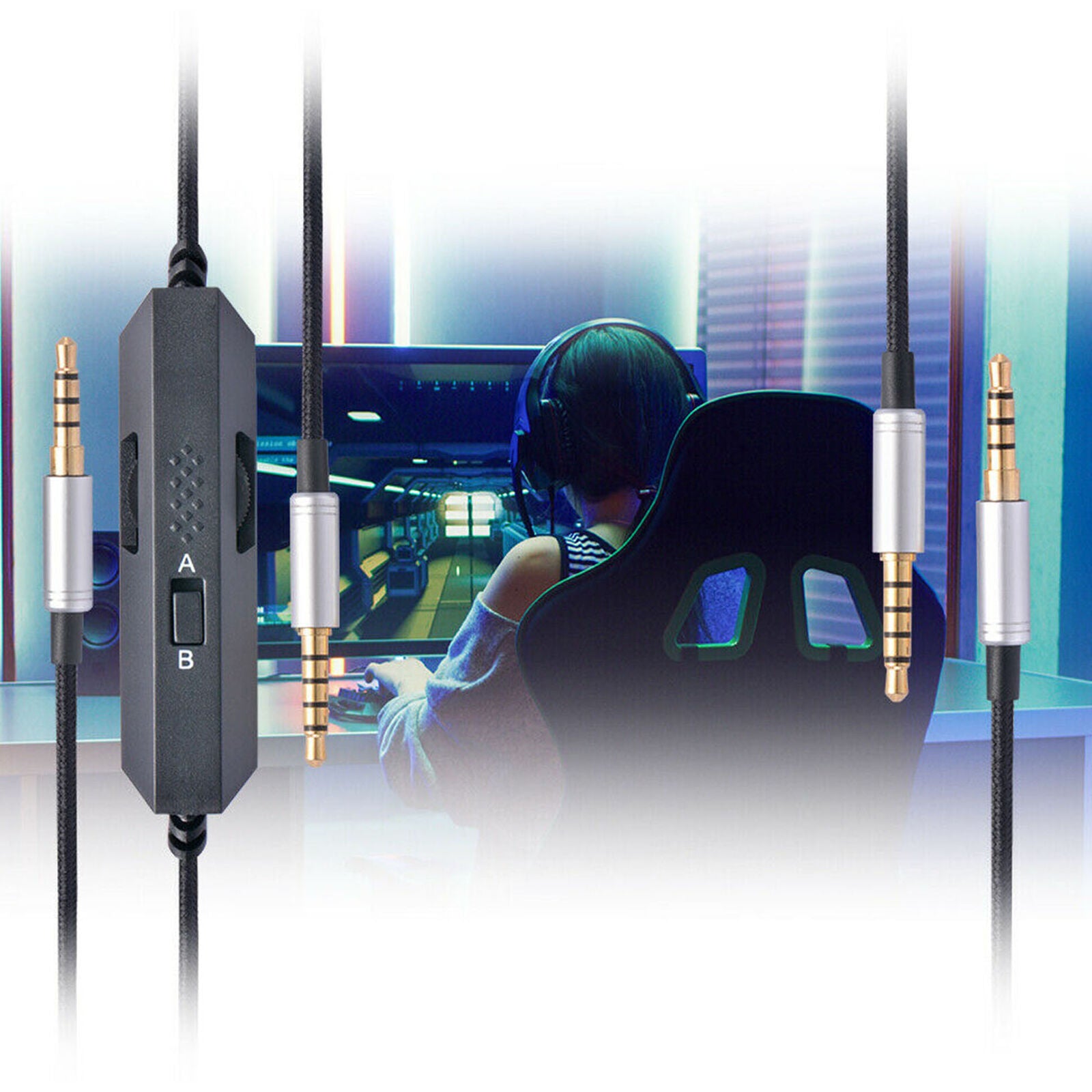 2M Gaming Headset Audio Cable Aux Lead Volume Control for Astro A10 A40 A30 A50