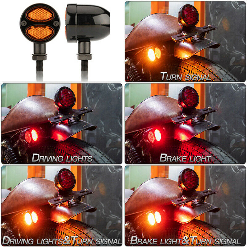 LED Bullet Metal Motorcycle Turn Signal Lights 10mm Amber Lamps M10 For Yamaha