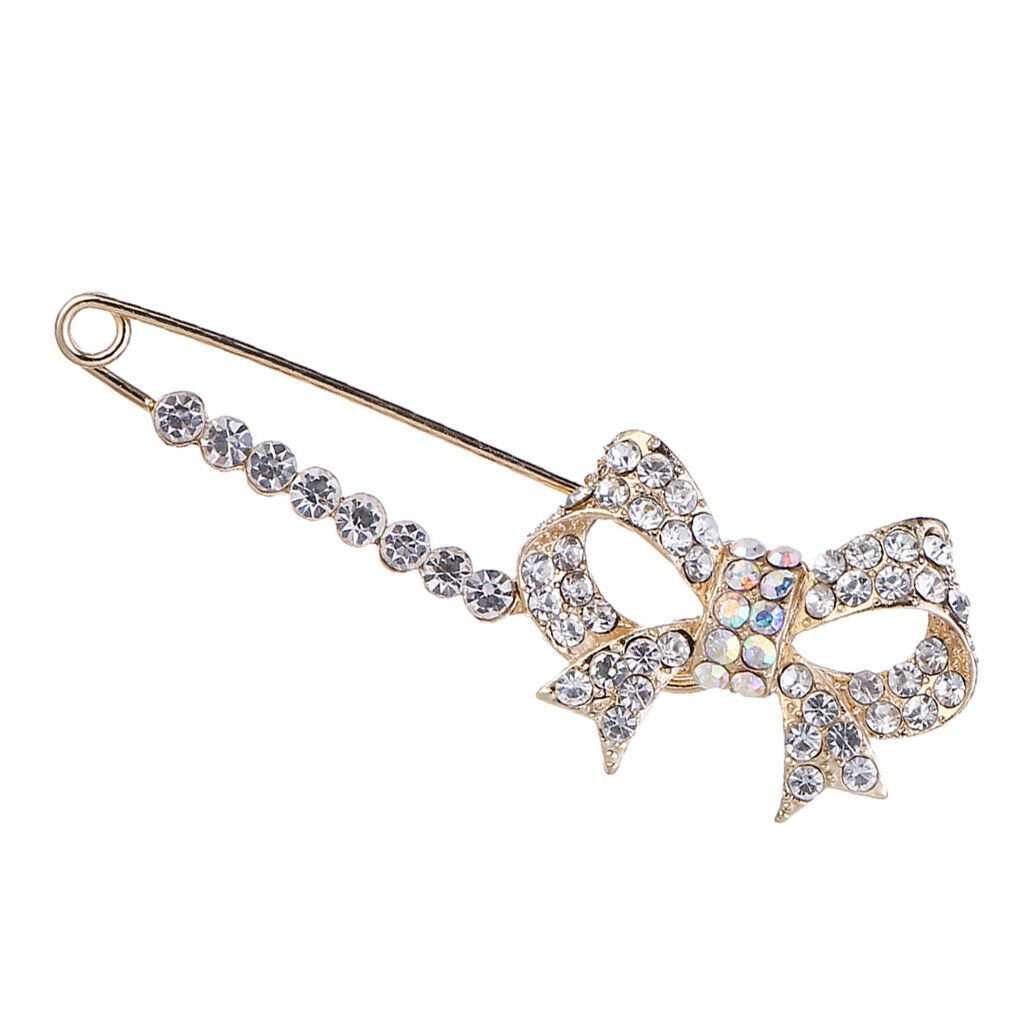 Lovely Crystal Butterfly Bowtie Safety Pin Scarf Coat Gown Pin Men Women