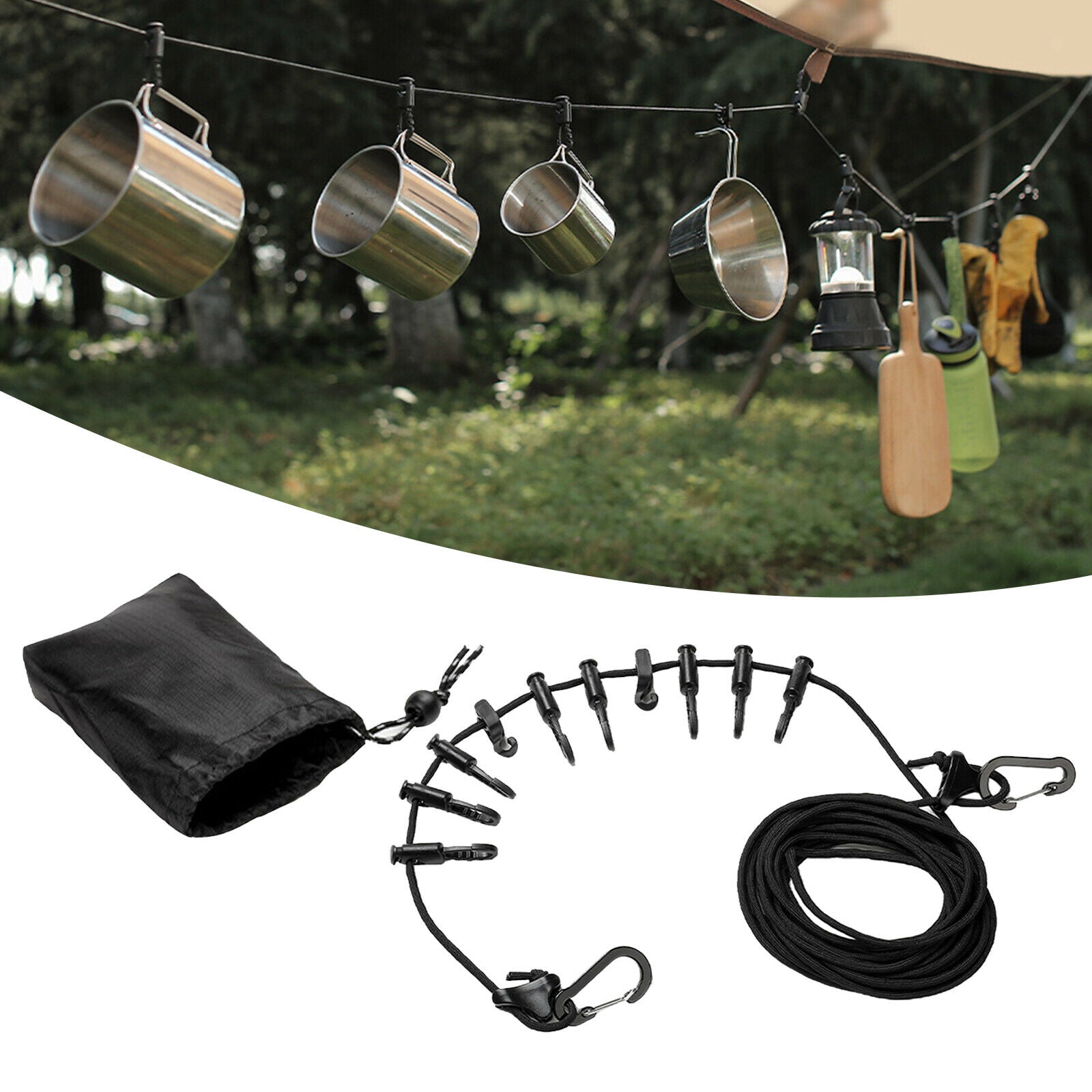 16.4 Ft Camping Lanyard Hanger Campsite Storage Strap Rope Belt Outdoor