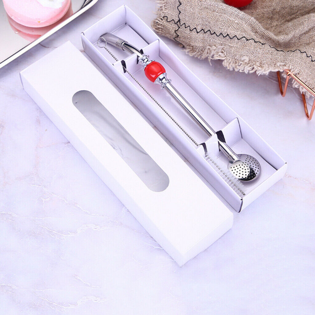 21cm drinking straw, straws, sieve spoon with cleaning brush for latte