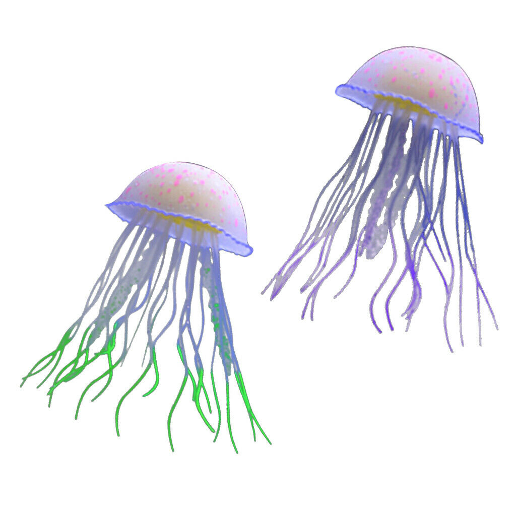 2 Artificial Jellyfish For Aquarium Decoration Underwater Ornament