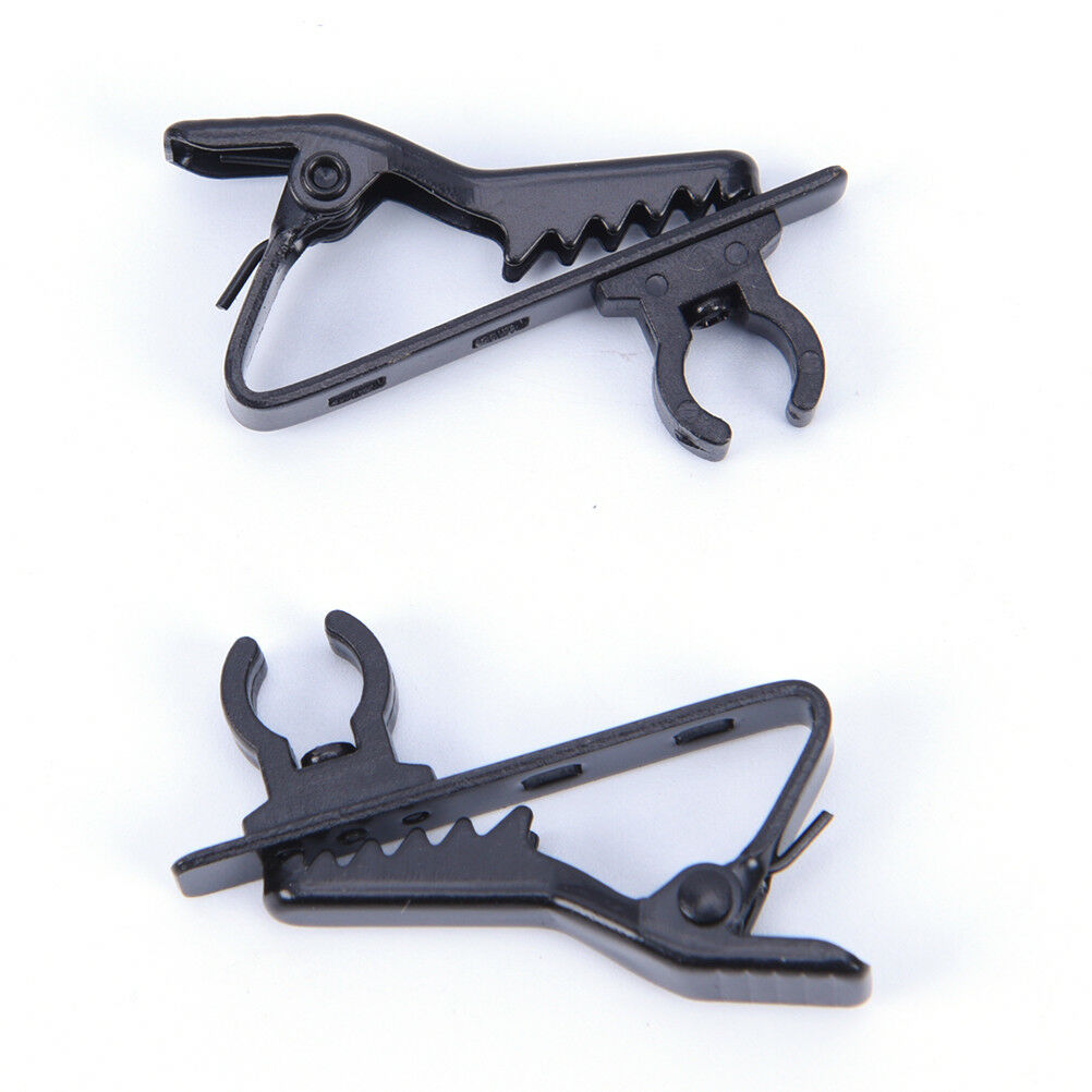 2PCS Microphone Lapel Tie Clip for Lapel Lavalier Mic Black BDAU