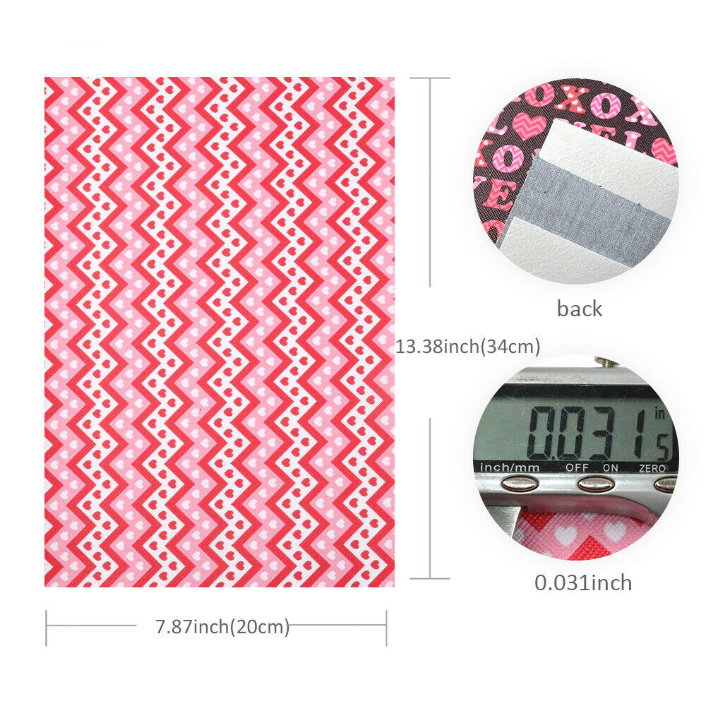 6Pcs Valentine's Day Synthetic PU Leather Fabric Sheets Shiny DIY Hairbows Craft