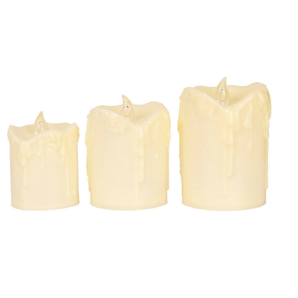 Set of 3PCS Battery Powered LED Candles Decorative Tea Light Romantic Decor