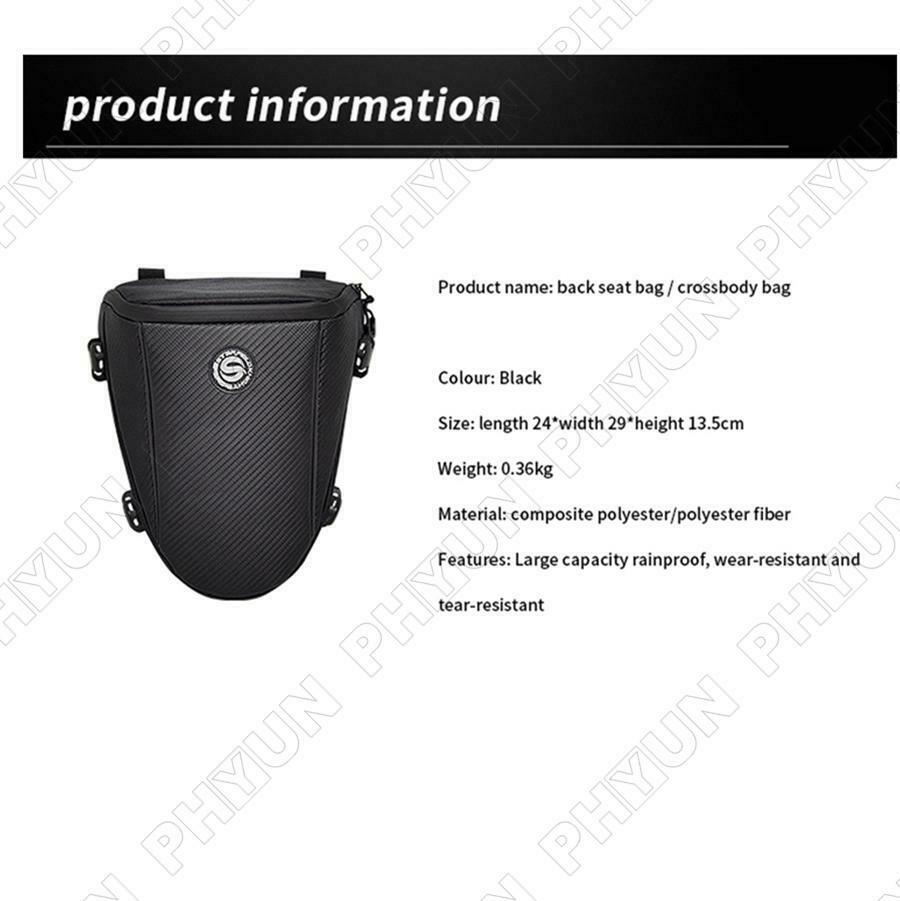 Carbon Fiber Look Motorcycle Tail Bag Back Seat Bag Touring Shoulder Bag Black
