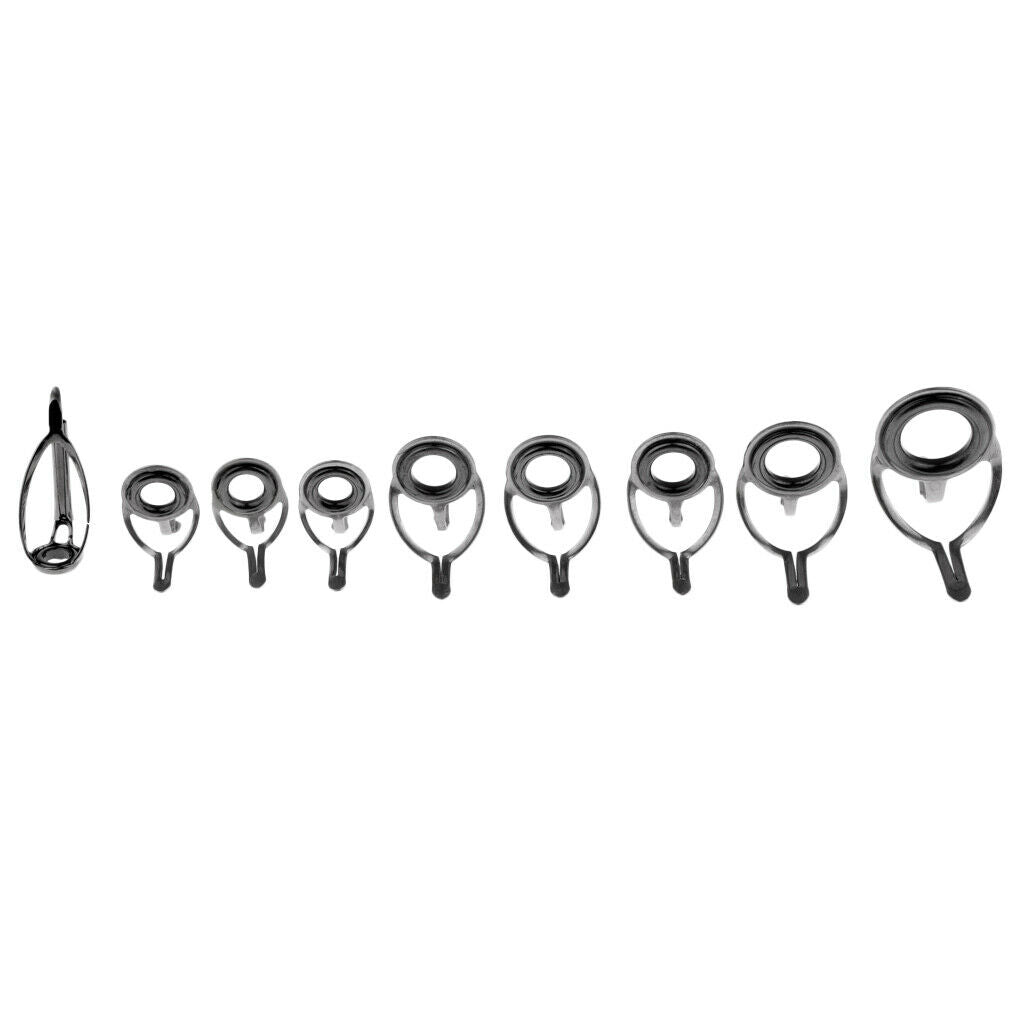 9pcs Fishing Rod Guide Tip Eye Rings Kit for Repairing 6# 8# 10# 12# 16# 20#