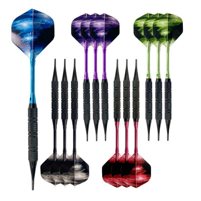 12pcs Tip Darts Aluminum Shaft with 100 Nylon Soft Tips for Electronic Dartboard