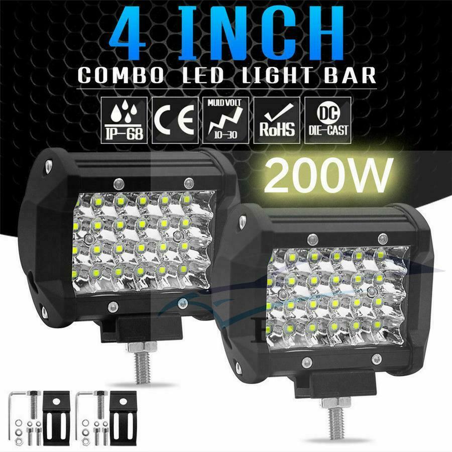 1X 4 inch Square LED Work Light Spot Flood Combo Driving Fog Amber Lamp Offroad