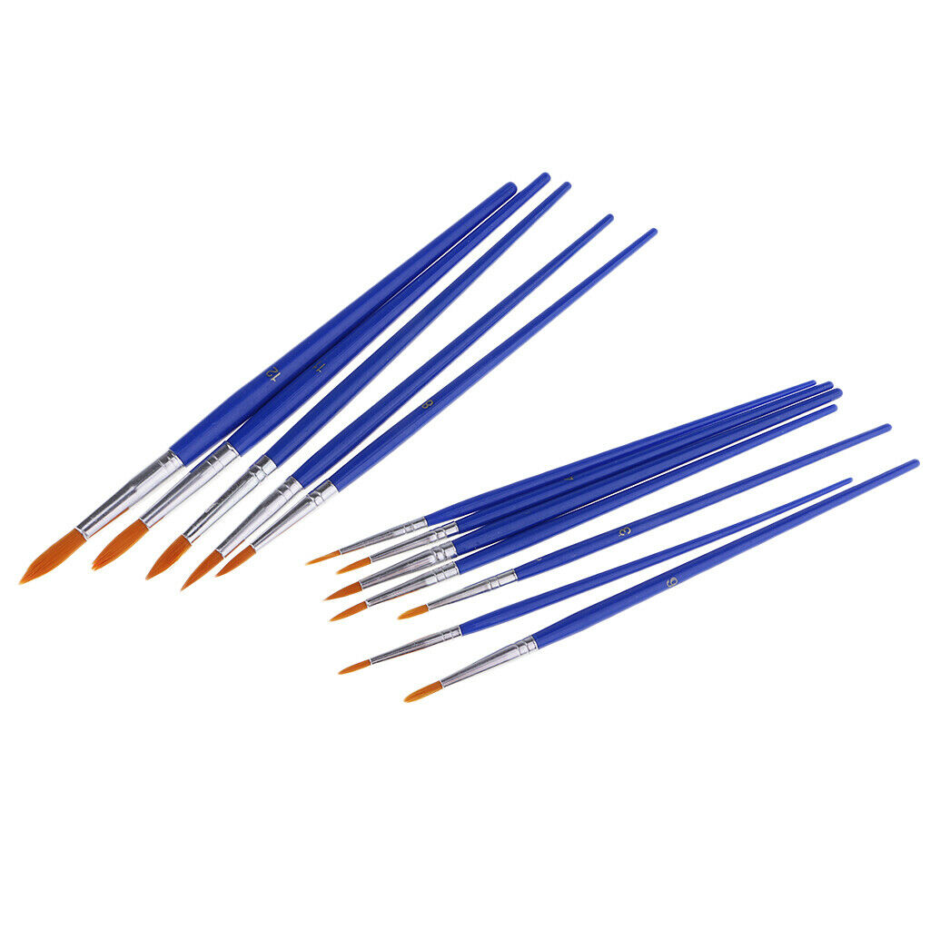 12x Round Tip Watercolor Acrylic Oil Painting Artist Brush
