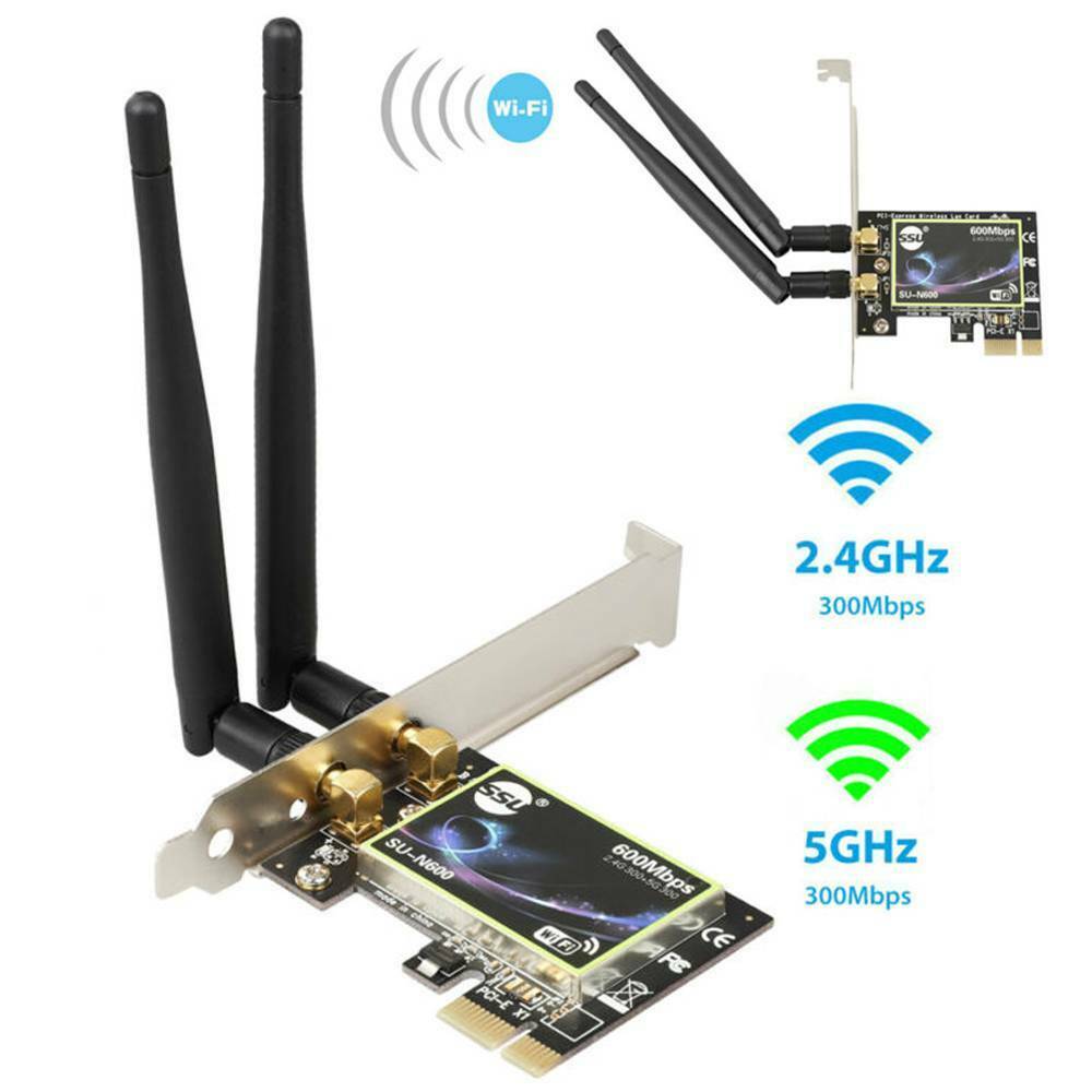Dual Band 2.4G/5G PCI-E WiFi Wireless Card Adapter 600Mbps for Desktop/Computer!