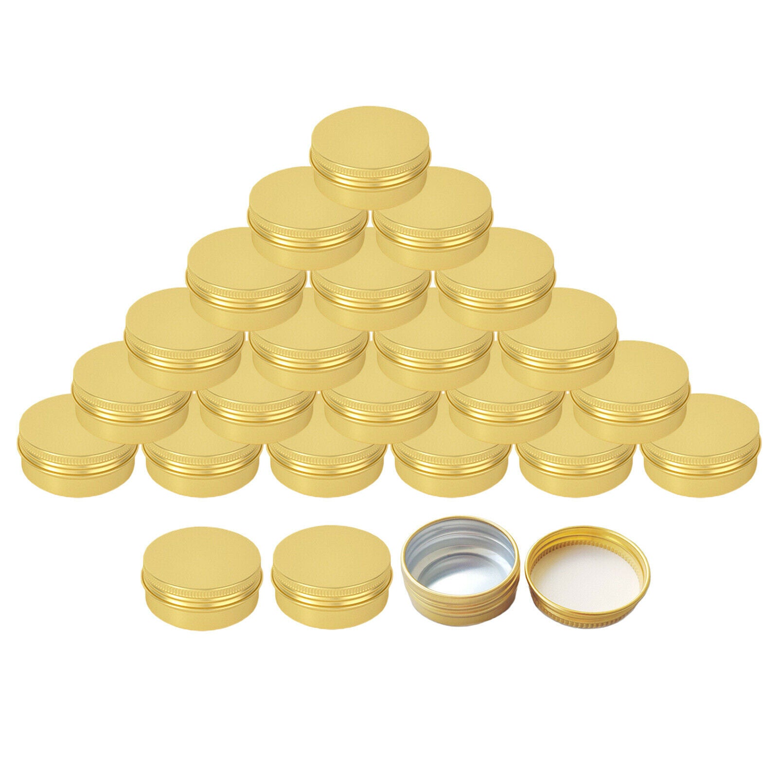 24x 15ml Golden Travel Empty Tin Cans Screw Top Round Aluminum Containers