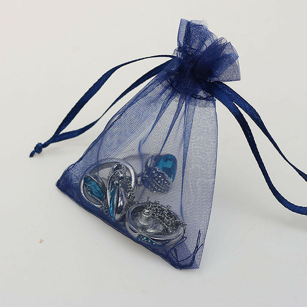 100pcs Organza Gift Jewellery Bags Pouches Wedding Favours Navy Blue