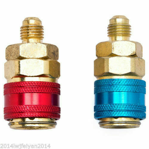 2x R134a Car Quick Couplers Bass Adapters Low & High Side AC Manifold Connectors