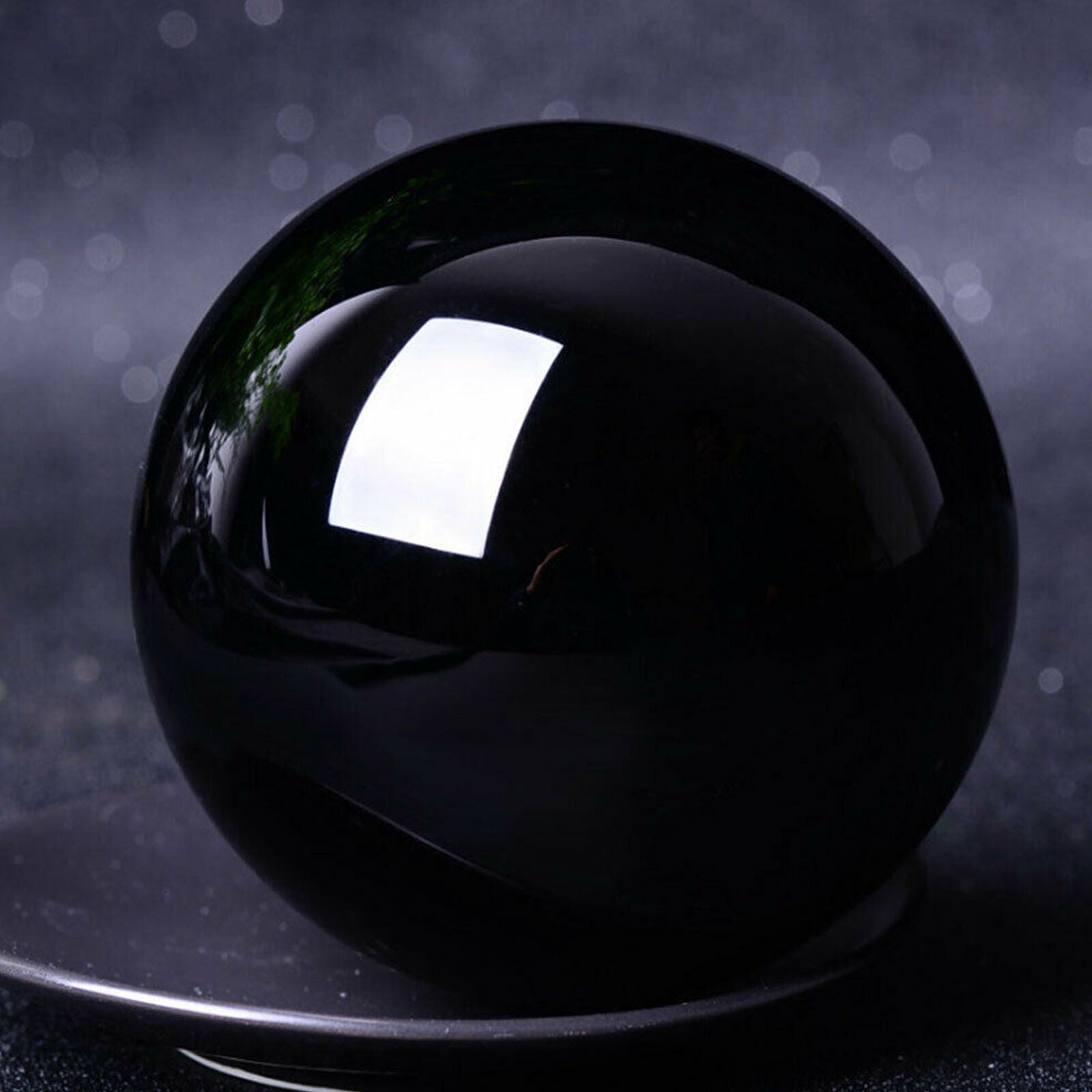 40MM Natural Black Obsidian Sphere Crystal Ball Healing Stone Decor Quartz New