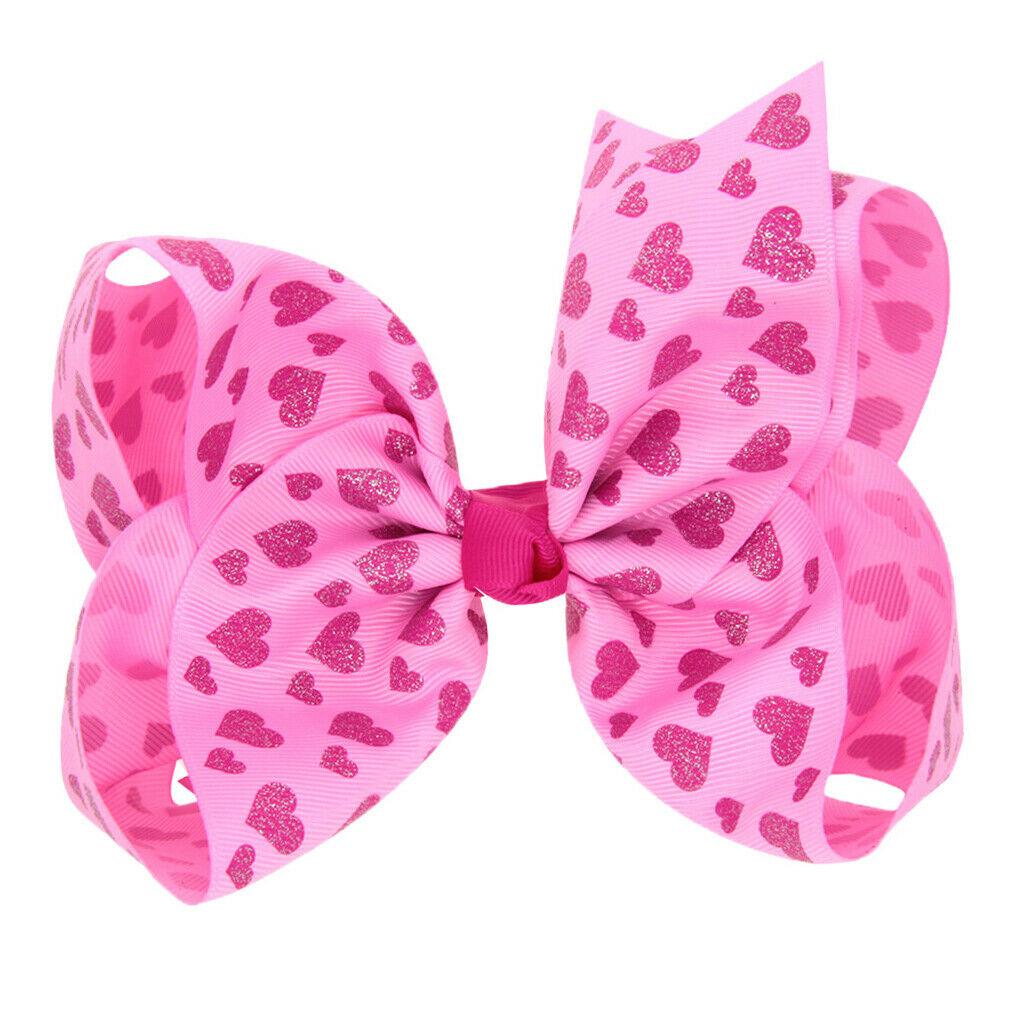 8 Inch Colorful Bow Hairpin Girls Bows with Clip Hair Bows Pink hearts