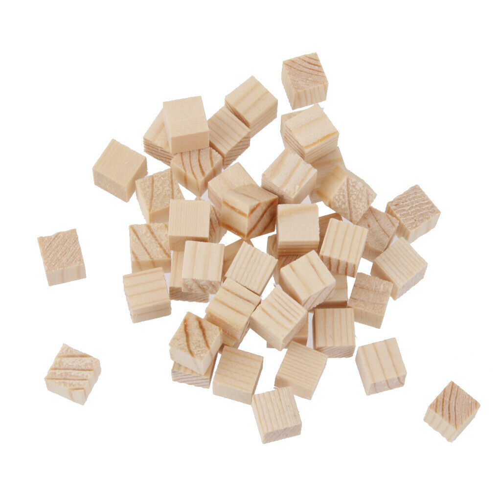 50Pcs Natural Wooden Squre Mini Wood Cubes Embellishment for Craft 10mm