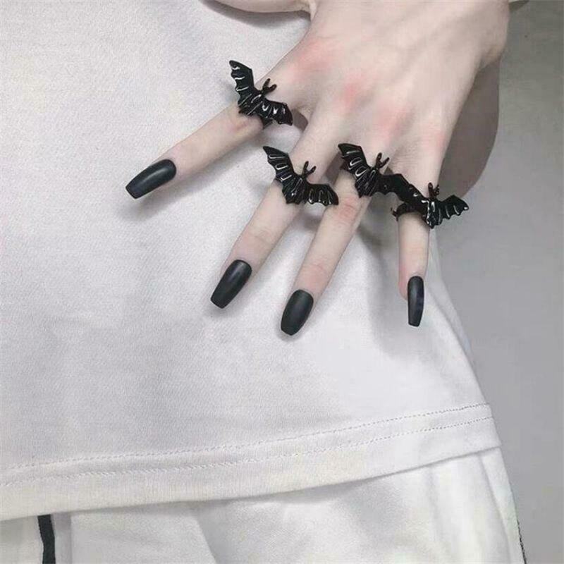 Cute Halloween Ring Black Bat Opening Adjustable Gothic Ring Band Unisex Jewelry