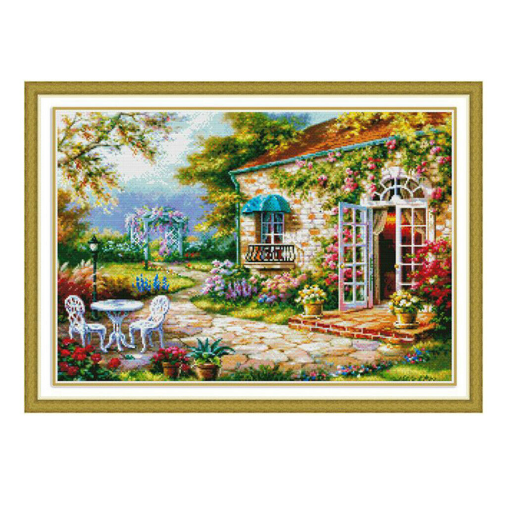 Garden House Stamped Cross Stitch Kits 11 Count Cloth for Beginners Adults Kids