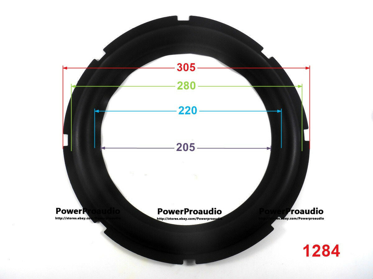 Brand New 2 piece 12 inch Subwoofer Rubber Surrounds 305 280 220 205 mm