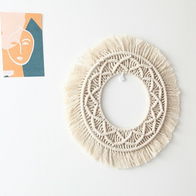 Boho Wall Mirror e Tapestry Handmade Woven Macrame Backdrop Wall e Tapestry B8M6
